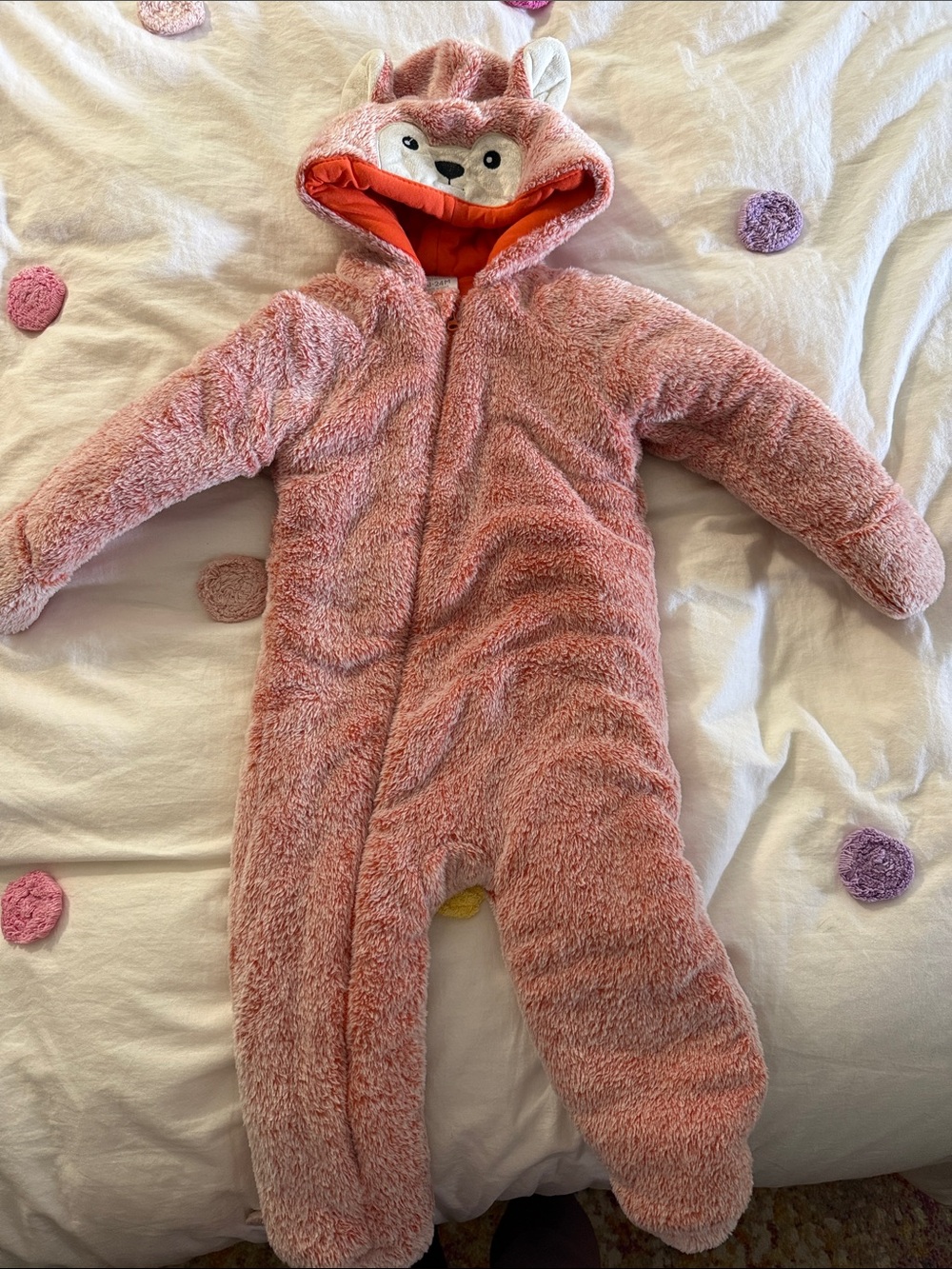 Plush Pink Fox Hooded One-Piece Footie for Kids